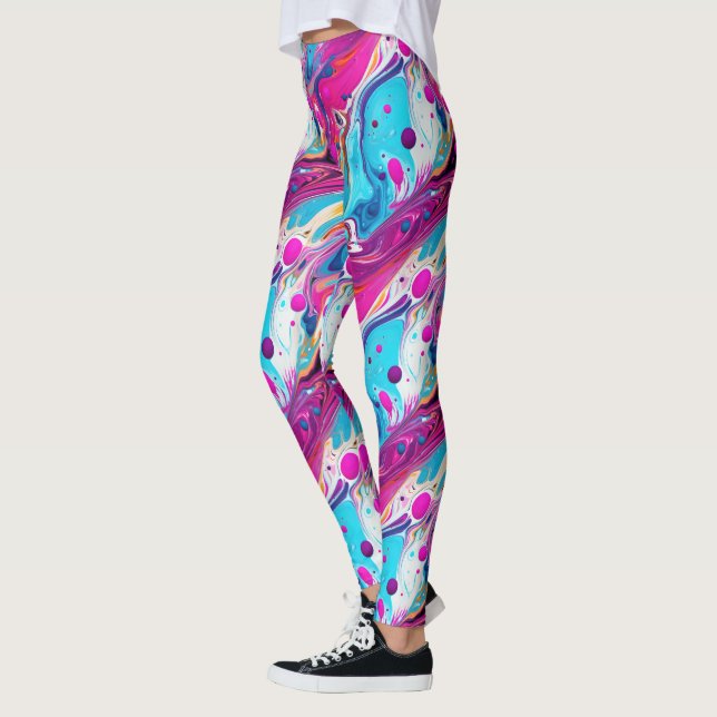 Leggings Motif en carrelage de liquide mignon versé  (Gauche)