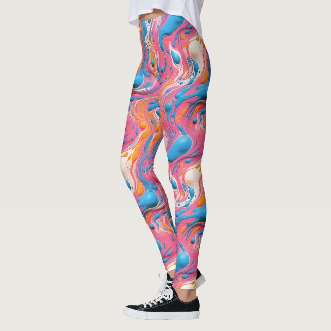 Leggings Motif en carrelage de liquide mignon versé (Gauche)