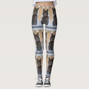 Leggings Motif en carrés de chat tigré
