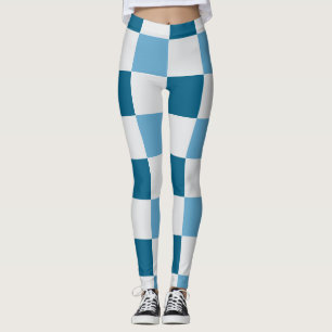 Leggings Motif en damier blanc et bleu