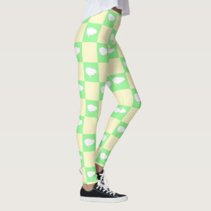 Leggings Motif en damier de Pâques avec blanc Chick Motif