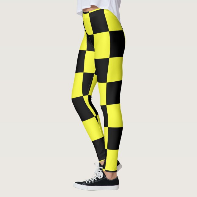 Leggings Motif en damier noir et jaune foncé (Gauche)