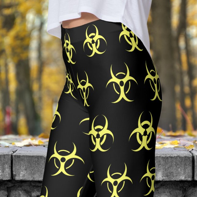 Leggings Motif en gras jaune et noir (Biohazard Yellow on Black Leggings)