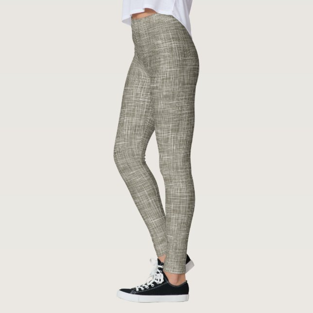 Leggings Motif en lin tweed marron  (Gauche)