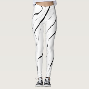 Leggings Motif en marbre blanc noir moderne