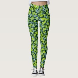 Leggings Motif en mosaïque Turquoise bleu vert