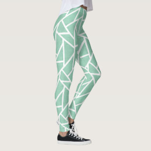 Leggings Motif en mosaïque verte et blanche