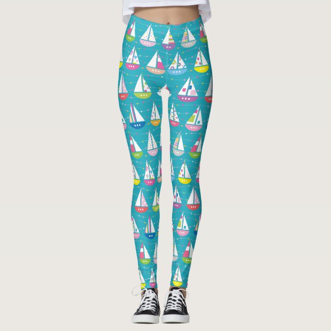 Leggings Motif en pastel de voilier (Devant)