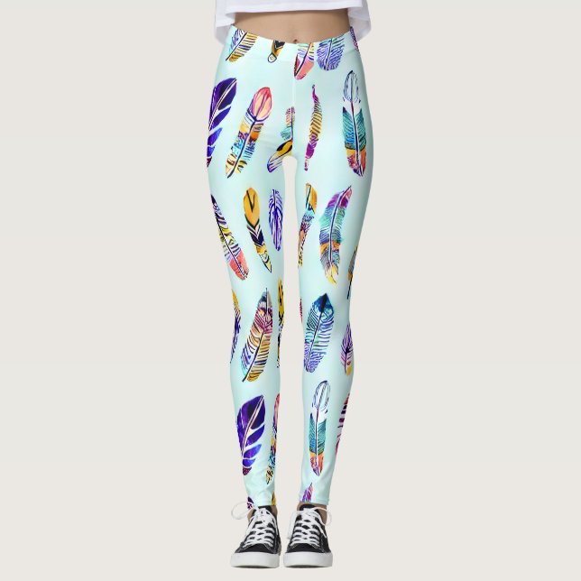 Leggings Motif en plumes colorées (Devant)