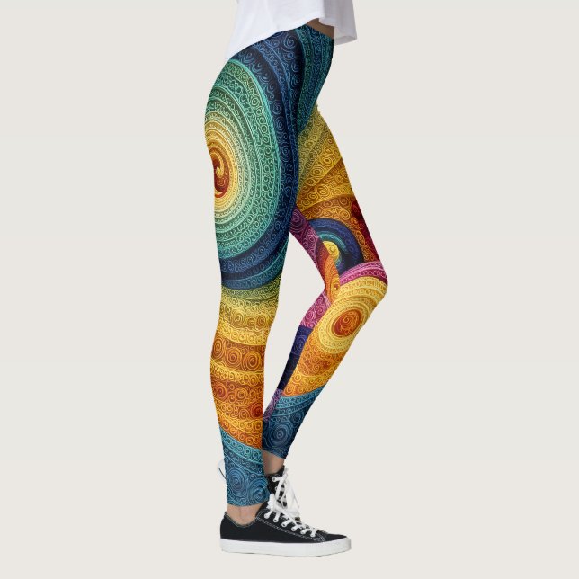 Leggings Motif en spirale abstrait Texture de tourbillon 3D (Droite)