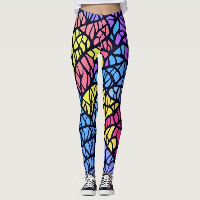 Leggings Motif en verre à arc-en-ciel géométrique moderne (Devant)