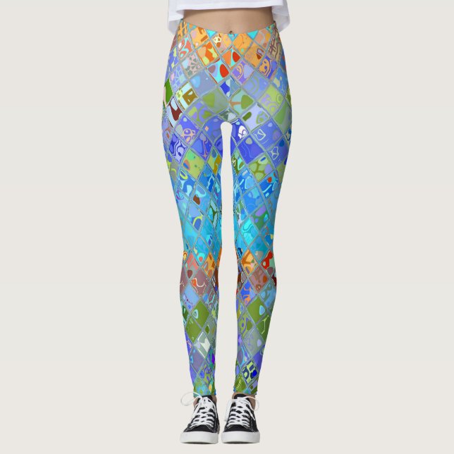 Leggings Motif en verre Abstrait en mosaïque (Devant)