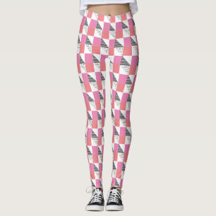 Leggings motif esthétique moderne rose et noir