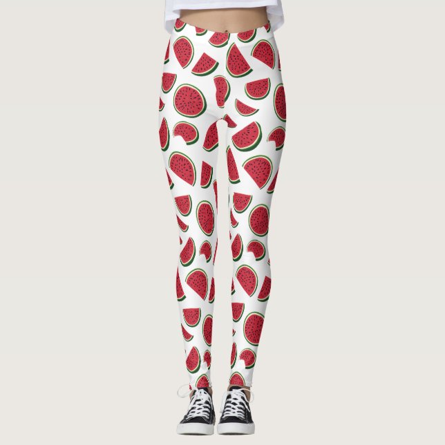Leggings Motif Estival de Tranche de Pastèque (Devant)