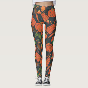 Leggings Motif et carottes citrouille rouge sans soudure