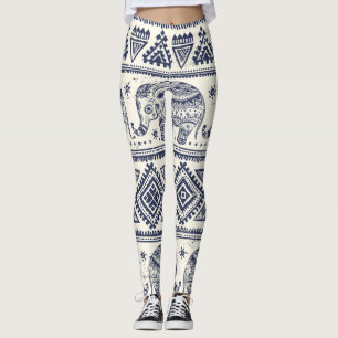 Leggings Motif ethnique de la tribu Aztec des éléphants