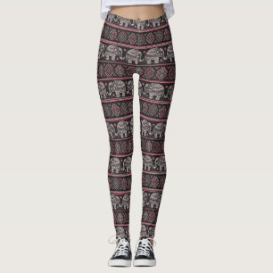 Leggings Motif ethnique noir d'éléphant