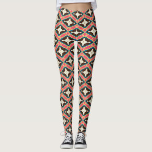 Leggings Motif étoile diamant rose bleu rétro