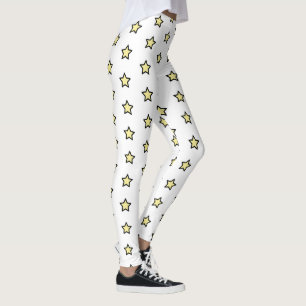 Leggings Motif Étoile Jaune Minimaliste Géométrique Répété
