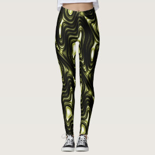 Leggings Motif étranger vert-foncé rougeoyant abstrait