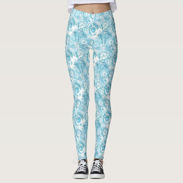 Leggings motif exotique d'océan (Devant)