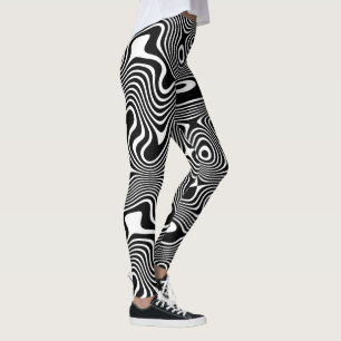 Leggings Motif Fâcheux Black/White Swirling 