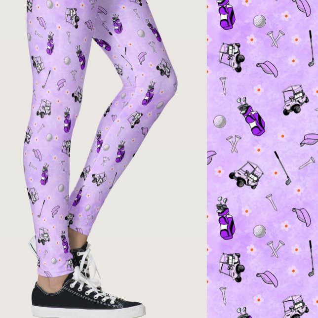 Leggings Motif fantaisiste violet sur le thème du golf (Créateur téléchargé)