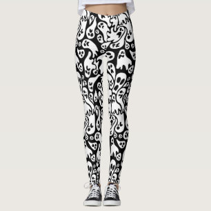 Leggings Motif fantôme noir et blanc