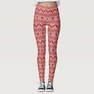 Leggings Motif festif rouge et blanc pour les fêtes