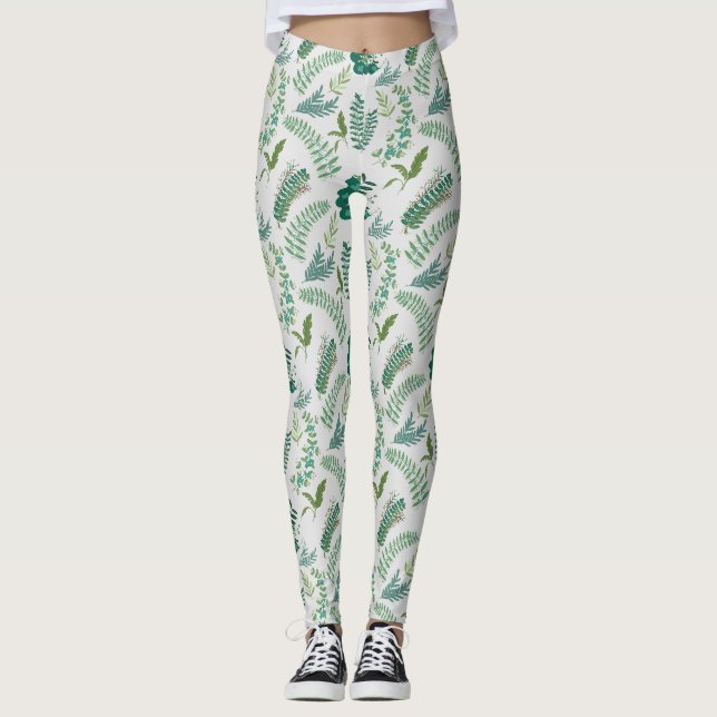 Leggings Motif feuille 10.bw OffWhite BG (Devant)