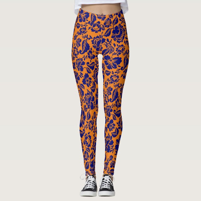 Leggings motif feuille.13.bw Orange BG (Devant)