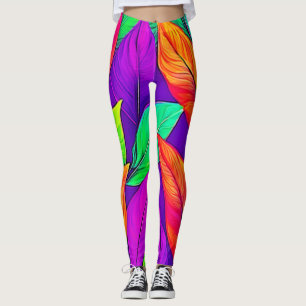 Leggings Motif Feuille coloré Neon Ethereal