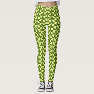 Leggings Motif Feuille de Green Laurel moderne sur Jaune