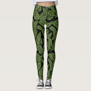 Leggings Motif Feuille de la feuille tropicale moderne