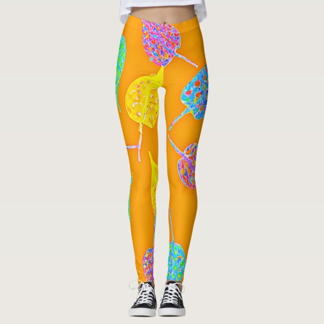 Leggings Motif feuille rétro (Devant)