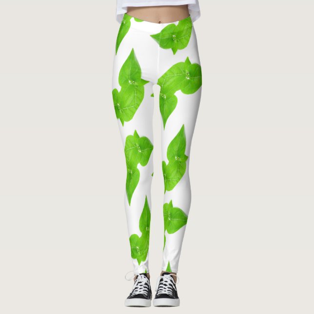 Leggings Motif feuille vert (Devant)