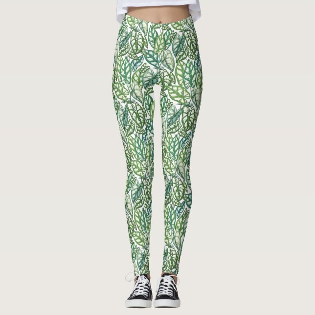 Leggings Motif Feuille vert tropical (Devant)