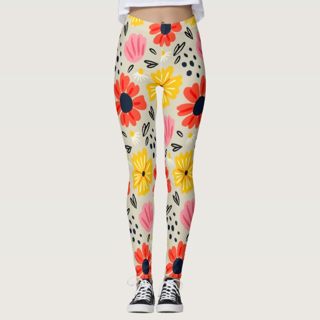 Leggings Motif Fleur de Printemps  (Devant)