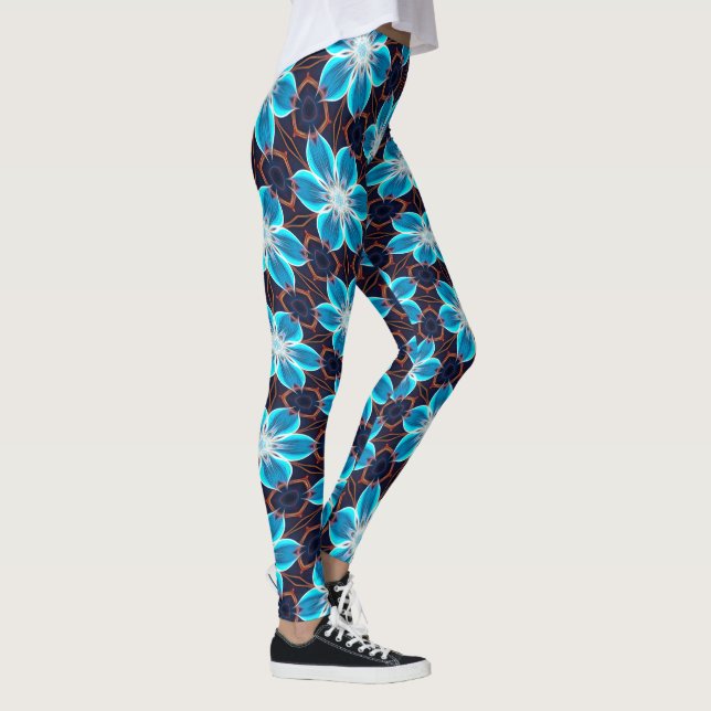 Leggings Motif Fleurs bleues Abstraites (Droite)