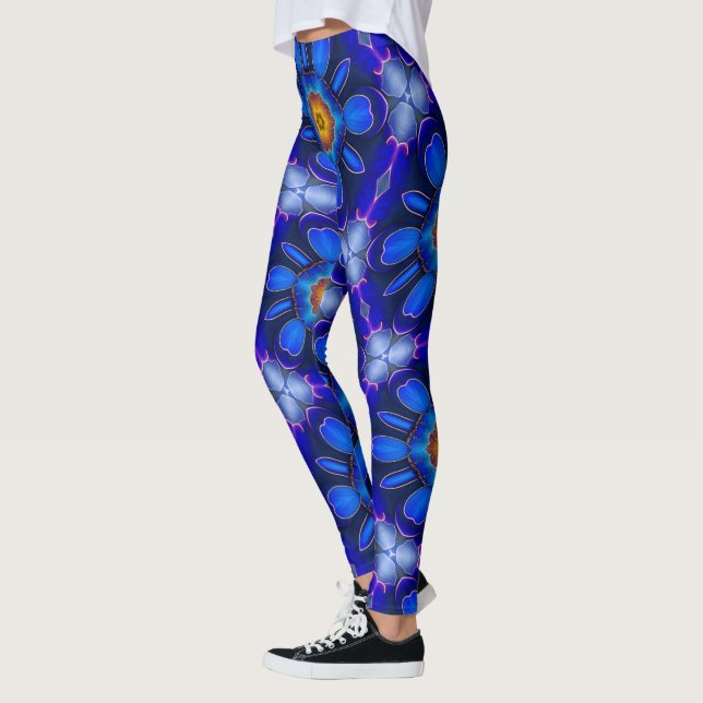 Leggings Motif Fleurs bleues Abstraites (Gauche)