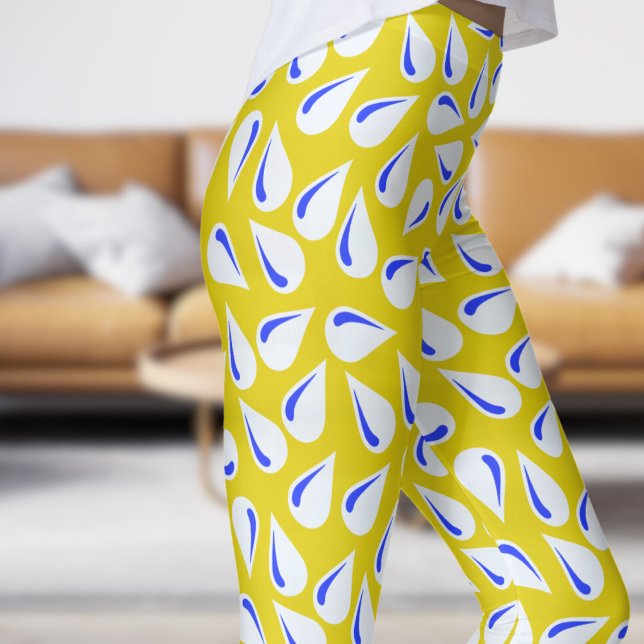 Leggings Motif Flickr moderne jaune et bleu (Modern Yellow and Blue Flick Pattern Leggings)