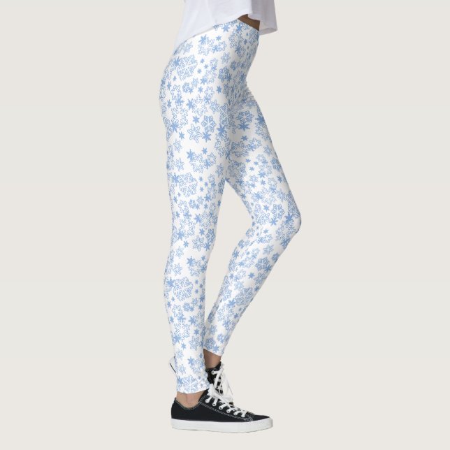 Leggings Motif Flocon de Neige Hiver Bleu Clair (Droite)