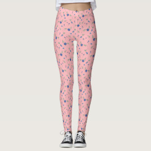Leggings Motif floral à ressort bleu Beauté florale