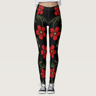 Leggings Motif Floral Abstrait De Grunge De Curl.