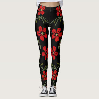Leggings Motif Floral Abstrait De Grunge De Curl.