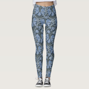 Leggings Motif floral aquarelle bleu élégant