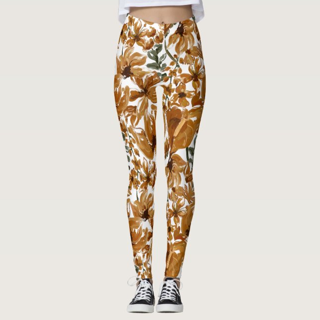 Leggings Motif Floral Automnal Rustique  (Devant)