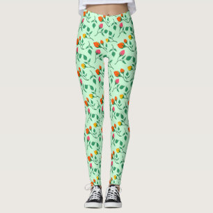 Leggings Motif floral avec fleurs roses colorées