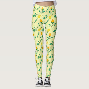 Leggings Motif floral avec rose jaune et fleurs de tulipe
