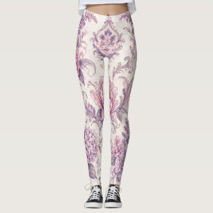 Leggings Motif Floral Baroque Vintage – (Violets)